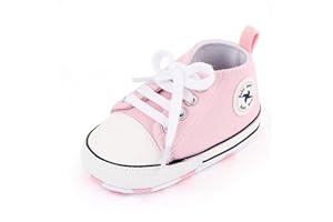 ORAWU Newborn Baby Girls Boys Canvas Shoes Infant Soft Sole Slip On First Walkers Sneaker Toddler Flat Loafers High Top Crib Denim Unisex Moccasins Shoe