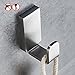 BESy Self Adhesive Clothes Robe Hook Single Towel Hook SUS 304 Stainless Steel for Bath Shower Kitchen Garage Square Style, Drill Free with Glue or Wall Mounted with Screws, Brushed Nickel Finish