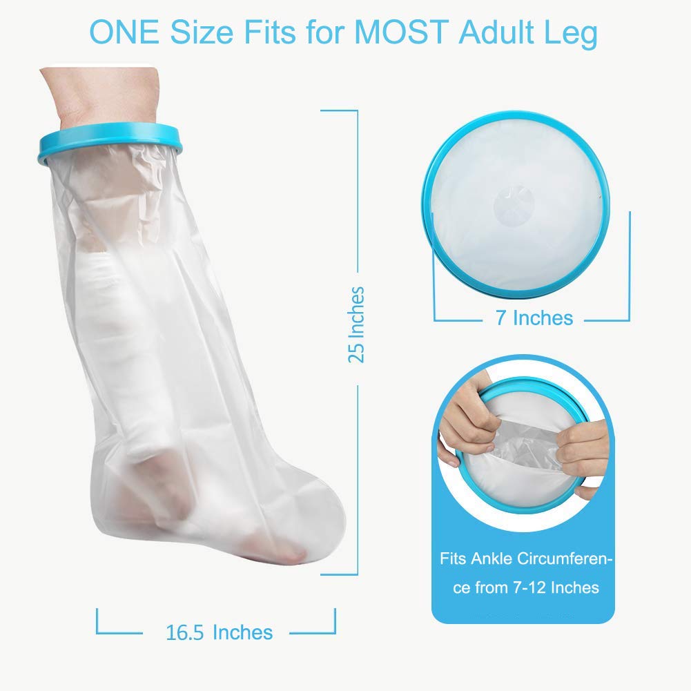 iBstone Waterproof Cast Cover for Shower, Watertight Bandage Protector, Reliable, Reusable & Durable. New Design & Submersible Seal to Stay Completely Dry & Hygeian