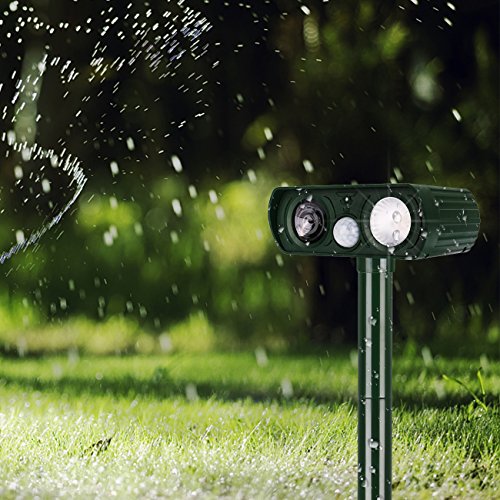 Dog Repellent, Outdoor Solar Powered and Weatherproof Ultrasonic Dog/Cat/Mosquito Repeller (Green) - Thumbnail 4