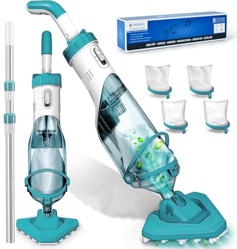 Cordless Pool Vacuum for Above Ground, Handheld Pool Spa Vacuum Cleaner for Rechargeable, Inground Pools Hot Tub,60" Extendable Pole, up to 19.5 GPM for Shallow Stepss,Leaves, Debris