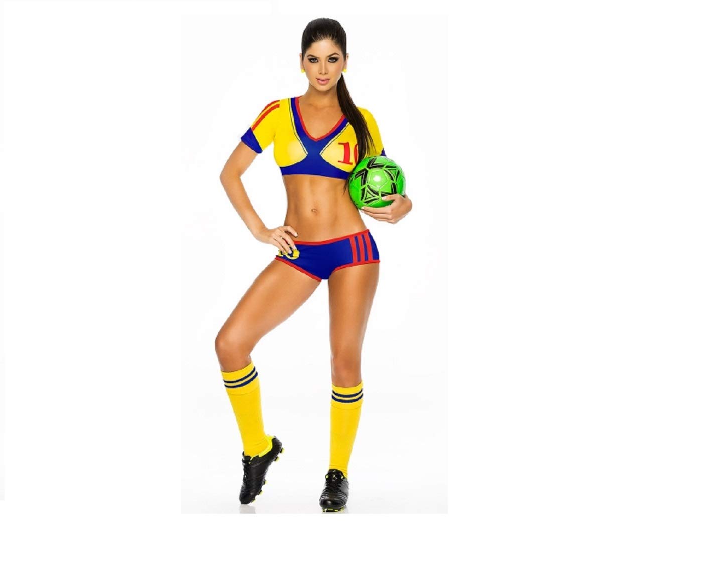 GGT Boutique World wide Countries Adult Female Football Costume Cheerleader Fancy Dress (Colombia)