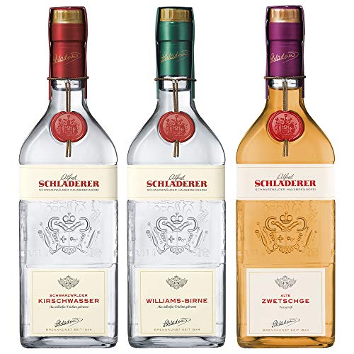 Schladerer Obstbrand Klassiker Set mit Schwarzwälder Kirschwasser, Williams-Christ Birnenbrand und Alte Zwetschge aus…