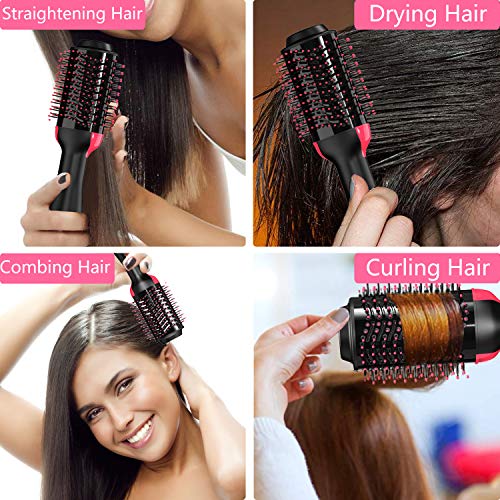 PLYRFOCE Hot Air Brush One Step Hair Dryer,Negative Ionv Straighten & Curl Volumizer Brush for All Hair Types