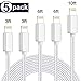 TNSO MFi Certified iPhone Charger Lightning Cable 5 Pack[3/3/6/6/10FT] Extra Long Nylon Braided USB Charging & Syncing CordCompatible iPhone Xs/Max/XR/X/8/8Plus/7/7Plus/6S/6S Plus/SE/iPad/Nan More