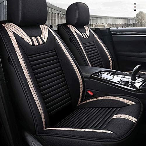 シートクッション 車用 カーシートカバー 5シート防水シートカバーユニバーサルセットの車のフルレザークッションプロテクター互換性のあるエアバッグ シートカバー Color Plaid Beige Kantoorberge Be