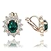 Yoursfs Emerald Clip on Earrings For Women Faux Gemstones Earrings 18k Gold Plated Bride Jewlery