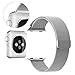 top4cus Double Electroplating Milanese Loop Stainless Steel Replacement iWatch Band with Magnetic Closure Clasp for Apple Watch - 42mm Short Length - Silver