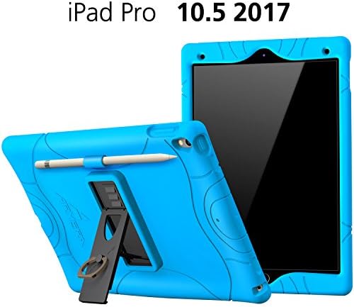 iPad Air 3 Case (10.5 Inch, 2019), iPad Pro 10.5 Case, Armera Heavy Duty Shockproof Kids Friendly Silicone Case Cover with Apple Pencil Holder, Corner Protection, Blue