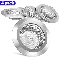 4-Pack Kitchen Sink Strainer, Aukor Stainless Steel Drain Filter Strainer with Large Wide Rim 4.5-Inch Diameter for Kitchen Sinks