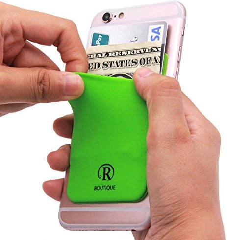 Lycra Cell Phone Card Holder, Sticker Firmly Adhesive Stick Back Cover Credit Card Holder Pouch Pocket for Mobile Cell Phones(green R)