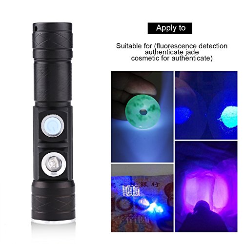 Flashlight,Ultra Bright High Lumen LED Tactical Flashlight USB Rechargeable XPE Mini Handheld Flashlight， USB Recharge Fake Currency Torch Flashlight(Red light) - Thumbnail 2