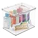 mDesign Stackable Plastic Storage Bin Box with Hinged Lid Organizer for Vitamins, Supplements, Serums, Essential Oils, Medicine Pill Bottles, Adhesive Bandages, First Aid Supplies - Clear