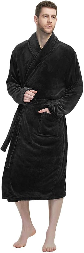U2SKIIN Mens Fleece Robe Plush Collar Shawl Bathrobe at  Men’s Clothing store