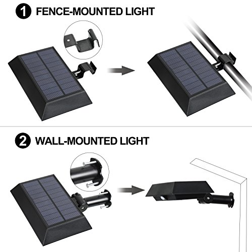 [1 Pack] T-SUN Solar Gutter Lights, 30 LED PIR Motion Sensor Solar Lights, Waterproof Powered Security Lamp for Outdoor Garden, Fence, Garage(6000K-Black) - Thumbnail 3