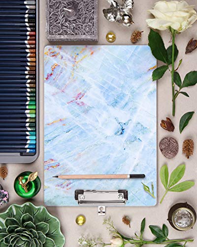 Decorative Clipboard, Marble Clipboard, Designed Clipboard, WAVEYU Cute Hardboard Office Clipboard with Low Profile Clip for Students Classroom School and Office Use, Blue (12.5"x8.5") - Thumbnail 5
