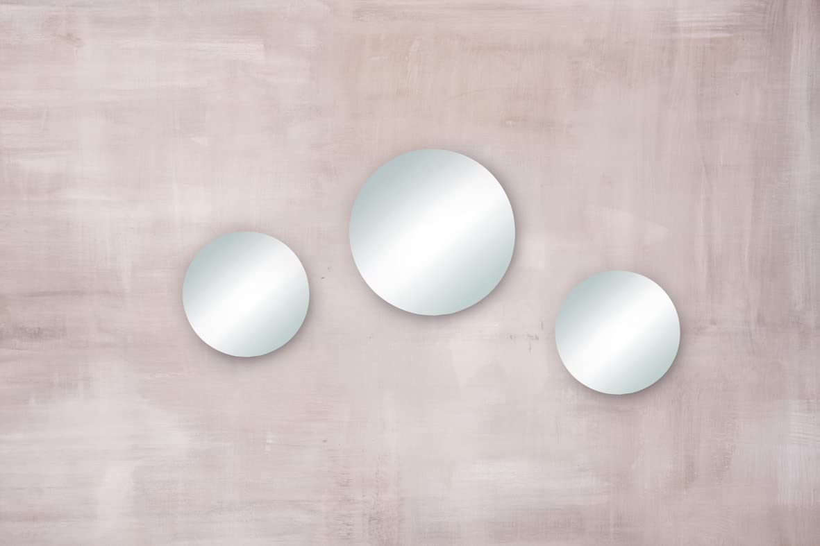 Rayher Set of Three Round Mirrors for DIY Home Décor Crafts, Round Mirror Candle Plates, Diameter 20cm,15cm, 46673000