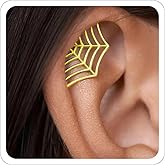 Spider Web Earrings for Women Goth Spider Web Cartilage Earring Unique Fake Spider Goth Earring Hip Hop Punk Stud Earring Halloween Earring Gothic Jewelry Cosplay Costume Accessories