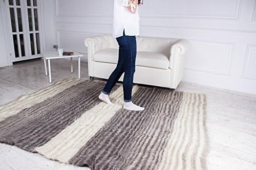 Brown Organic handmade shaggy Bedside floor rug for living room hallway Tribal Tapis Handwoven kilim flokati Moroccan Handwoven striped Mid-century modern berber Accent area rugs