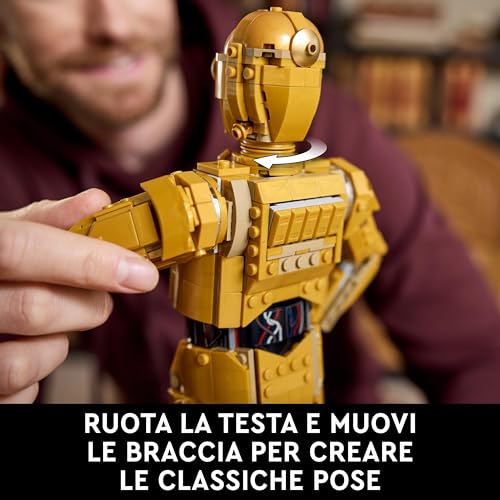 Star Wars 75398 C-3PO - Modellino di Droide da Costruire - Kit Modellismo per Adulti da Esposizione e da Collezione - Include Supporto, Targa Informativa e Minifigure - Idea Regalo per i Fan