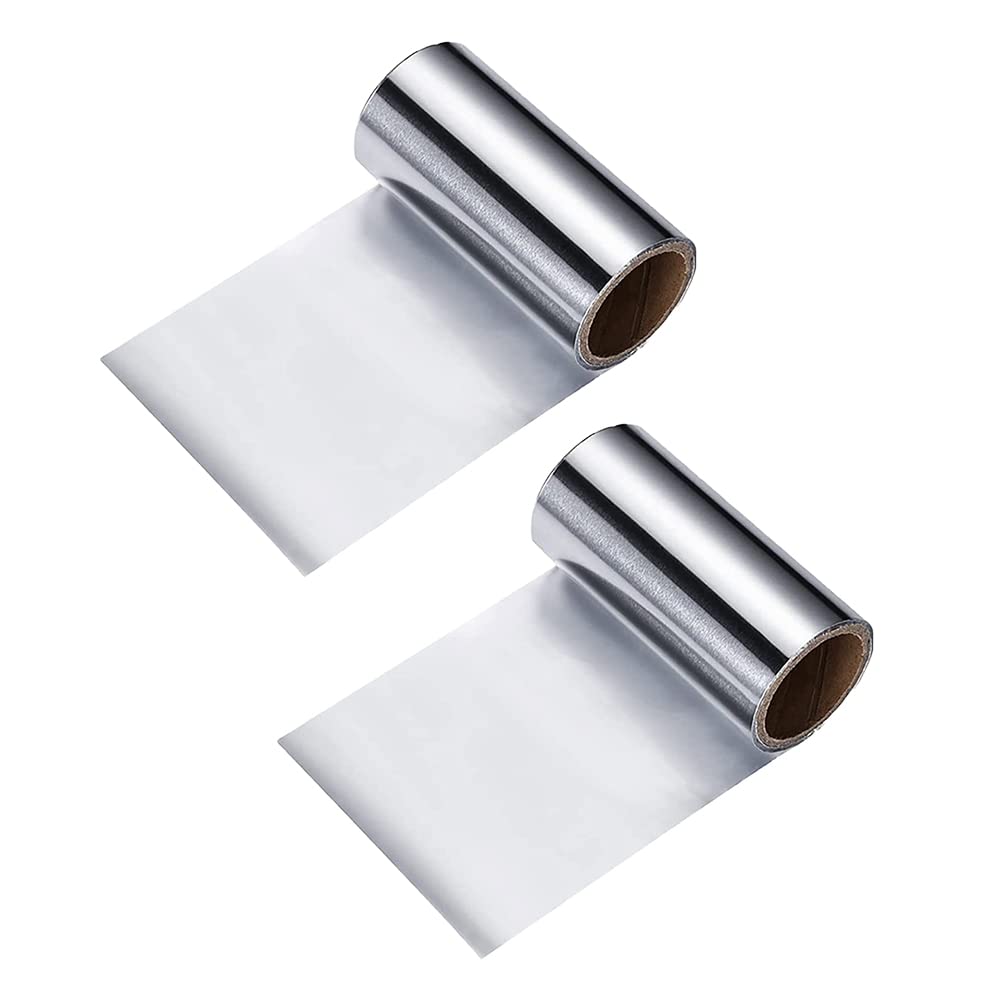 2 Rolls Aluminium Hair Salon Foils - Silver Tinfoils for Perming, Bleaching & Coloring