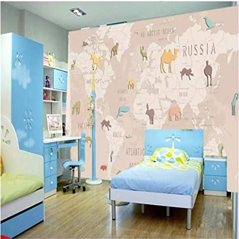 GUJIU-♆ ♆ Wallpaper Cartoon Animal World map Children's Room Background Wall Making Mural Photo wallpaper-280cmx180cm