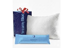 DreamyBlue Signature Pillow w/Adjustable Loft • Shredded Memory Foam Fill • Neutral Alignment for Side, Back, and Stomach Sleepers • Washable Bamboo Rayon Cover • CertiPUR-US Certified Foam (Queen)