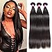 ISEE Hair 8A Brazilian Virgin Straight Hair 3 Bundles 100% Unprocessed Human Hair Weave Extensions Natural Color Can Be Dyed and Bleached (24''&26''28')