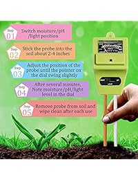Swiser   Medidor de pH de suelo, 3 en 1, para pruebas de humedad, luz y pH, para uso en interiores y exteriores, para cuidado de plantas y jardín, granja, plantas, hierbas y herramientas de jardinería, paquete de de 1
