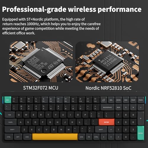 nuphy Air96 V2 Wireless Mechanical Keyboard,100 keys RGB Backlit Keyboard,Supports Bluetooth 5.1,2.4G and Wired Connection,for PC/Laptop/Windows/Mac -Black Gateron Wisteria Switch