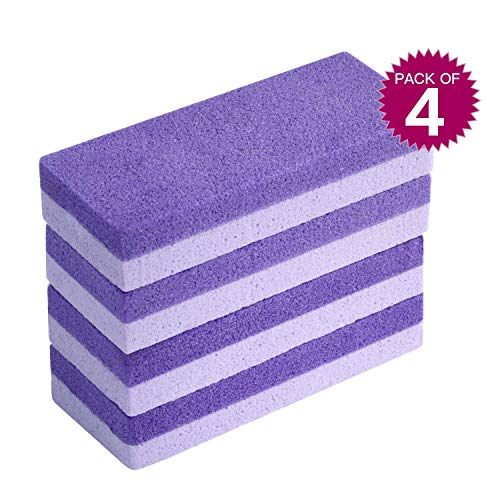 Pumice Stone for Feet (Pack of 4), Chialstar 2 in 1 Callus Remover and Pumice Pad, Pedicure Stone Scrubber for Smooth Feet, Hands and Body, Exfoliation Tool to Remove Dead Skin