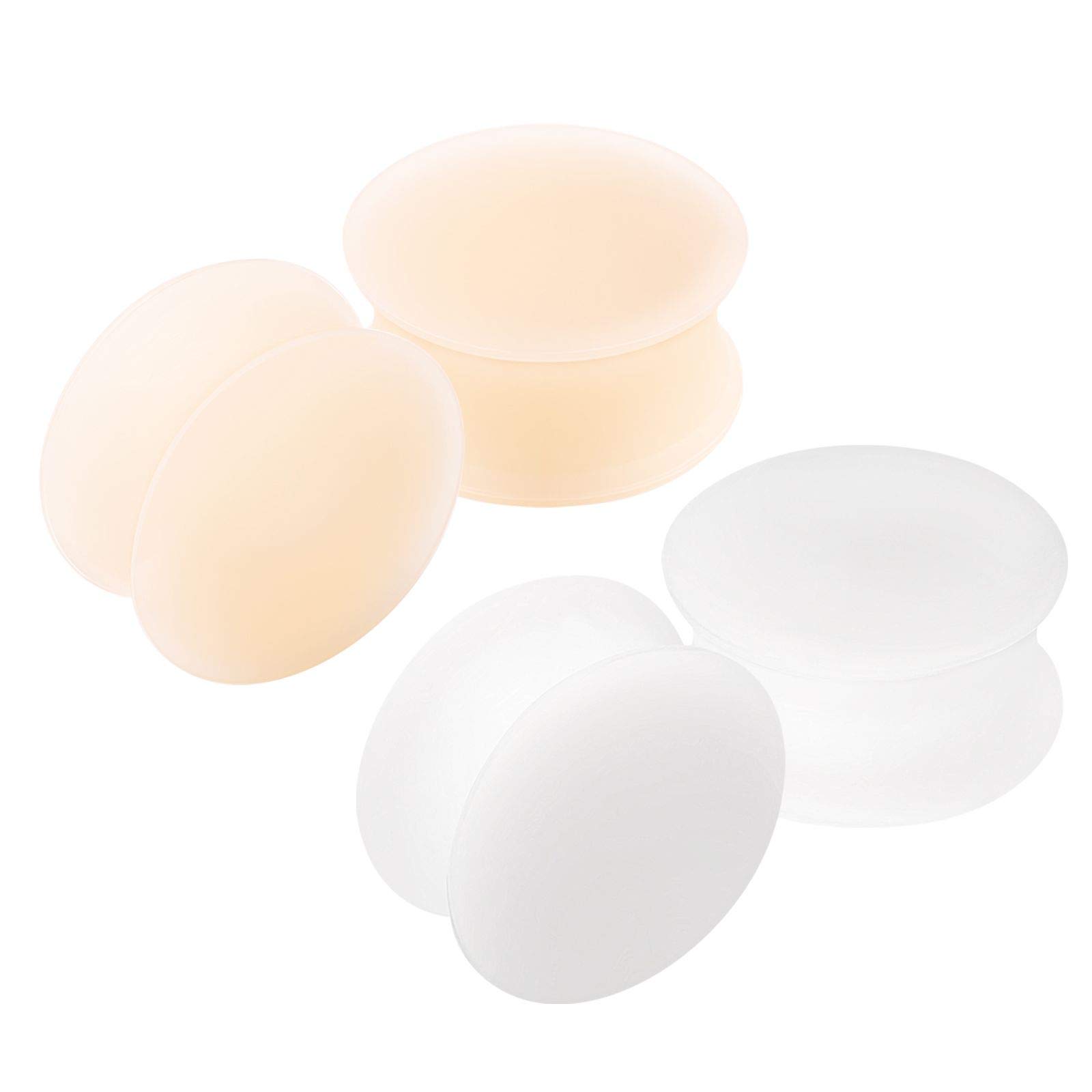 KJM FASHION 4PCS Silicone White 3/4 inch 20mm Double Flared Saddle Skin Ear Stretcher Gauge Plugs Lobe Earring Piercing Jewellery 2833