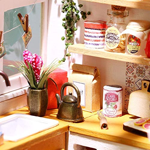 DishyKooker DIY Doll House Miniature Dollhouse with Furnitures Wooden House Toys Manual Assembly Model for Children Jason's Kitchen DG105#E Show - Thumbnail 3