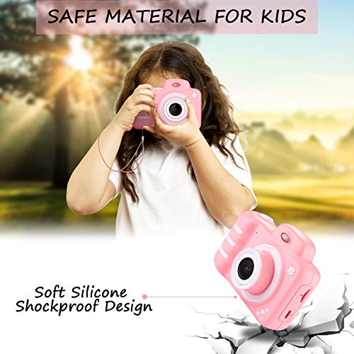 Kids Digital Camera, 12MP Kids Camera for Girls with 2.4 Inch Large Screen 1080P Pink Kids Video Camera Best Birthday Gift for Kids Include 32G Memory Card...