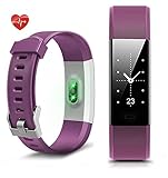 Fitness Tracker, NewYouDirect Heart Rate Monitor Pedometer Activity Tracker Smart Watch Smart WristBand with Sleep Monitor Calorie/Step Counter Bluetooth 4.0 for Android IOS(Purple)