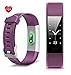 Fitness Tracker, Heart Rate Monitor Pedometer Waterproof Activity Tracker Smart Watch Smart WristBand with Sleep Monitor Calories/Step Counter Bluetooth 4.0 for Android IOS (Purple) Ship from US