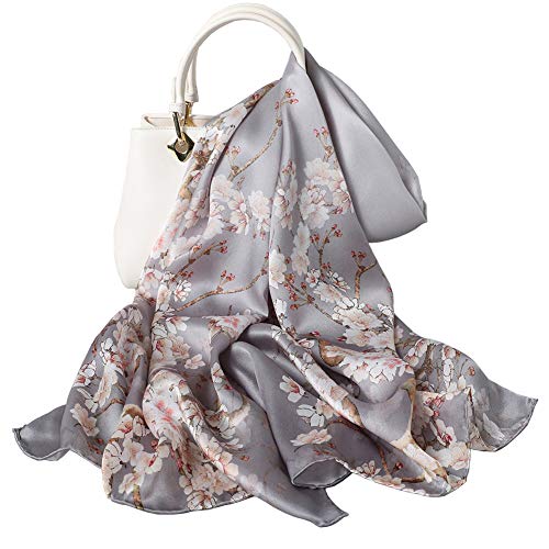 Women's Mulberry Silk Scarf Fashion Floral Sunscreen Shawls Wraps Scarves (YuDi10)