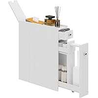 SogesGame 2-Tier Narrow Bathroom Storage Cabinet,5.5 inches Width Floor Cabinet with Drawers and Wheels for Small Spaces,Toil