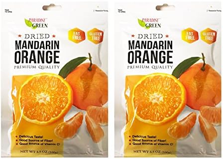 Paradise Green Premium Quality Dried Fruit Snack 3.5oz , 2 Pack (Mandarin Orange)