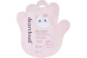 dearcloud Deep Moisture Hand Mask – Glycolic Acid & Shea Butter – Hand Mask for Dry Cracked Hands – Peach Honeysuckle (1 Pair / 2 Gloves)