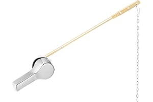 AMAYJUELONG Toilet Flush Handle Replacement Kit, Front Mount Toilet Tank Lever, Brass Toilet Trip Lever with Stainless Steel Chain for Most Front Flusher Handle Lever Toilet, Chrome Finished