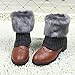 Womens Fur Trim Boot Cuff Top Cover Leg Warmers Dark Gray