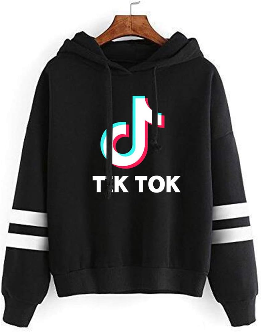 PUUE Fashion TIK TOK Striped Long Sleeve Hoodie Pullover Sweatshirt Jumper for Funs