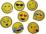 8 pcs Emoji Patches Embroidered Iron on Badge Applique for Clothes Stickers (Emoji 8)