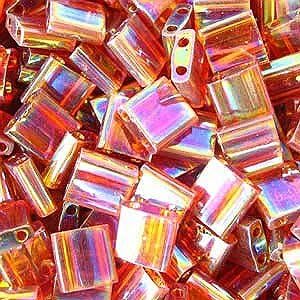 Miyuki 5mm Tila 2 Hole Sq Beads TRANS TOPAZ AB Crystal Pearl Beads 7.2Gr No257
