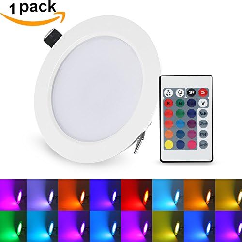 Pack of 5 LED Built-In Spotlights, Xjled, Round LED Panel Light, 12 W, Dimmable, 1-pack, 1-Stück 10W RGBW