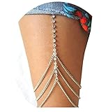 Tupai 1pcs Sexy Women Silver Tone Rhinestone Thigh Leg Chain Jewelry Body Bikini Beach Harness Body Chain