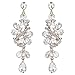 BriLove Women's Victorian Style Crystal Wedding Bridal Cluster Leaves Teardrop Dangle Earrings