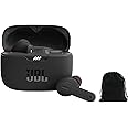 Tune 230NC TWS Earbuds True Wireless in-Ear Noise Cancelling Headphones - Black, with Black Velvet Storage Pouch for JBL Tune 230NC TWS for iPhones and Android Devices