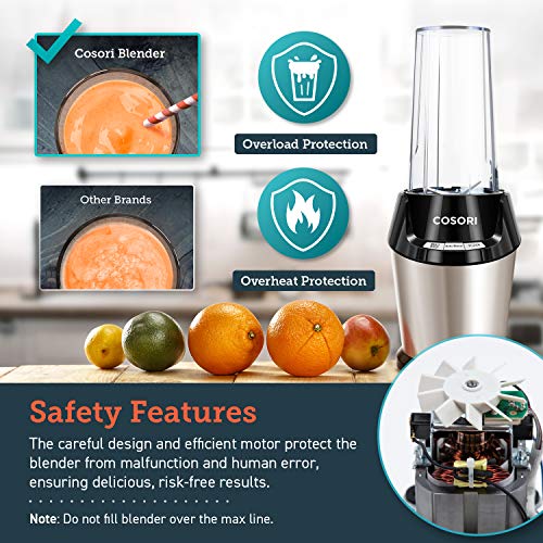COSORI Blender for Shakes and Smoothies, 10-Piece 800W Auto-Blend High Speed Smoothie Blender/Mixer for Ice Crushing Frozen Fruits, 2x 24oz Cups, 1x 12oz Cup, ETL Listed/FDA Compliant - Thumbnail 4
